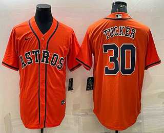 Mens Houston Astros #30 Kyle Tucker Orange Stitched MLB Cool Base Nike Jersey